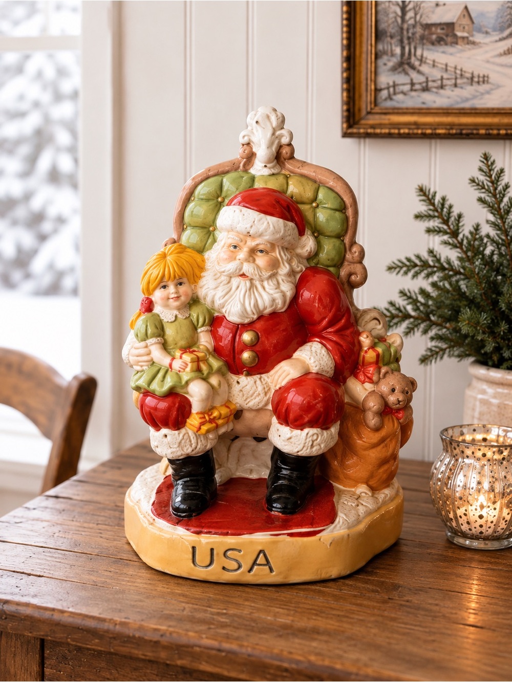 Santas of the Nations 1991 Figurine Hand Painted Porcelain Vintage